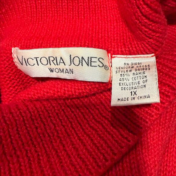 Victoria Jones Vintage 1X Embellished Ugly Christmas Tree Sweater Beaded Party - Picture 5 of 8